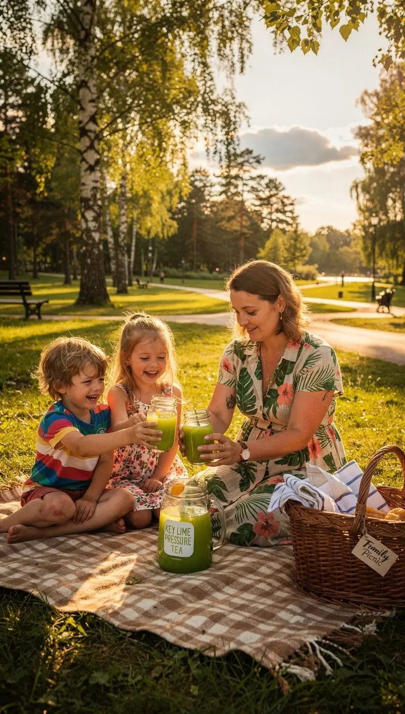 Žaliosios citrinos arbatos puodelis su šviežiomis tropinėmis vaisių dekoracijomis.