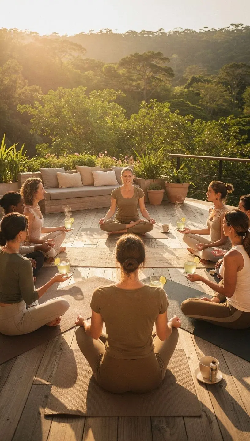 Žaliosios citrinos arbatos puodelis su vaisių akcentais, išryškinantis tropikų skonį.
