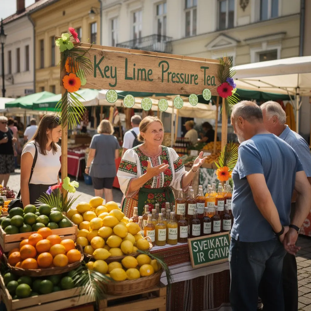 Vitaminų turtingas gėrimas, skirtas kraujospūdžio reguliavimui, su ryškiais ingredientais.